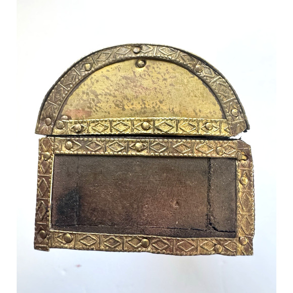 Vintage Antique Islamic Ottoman Wood and Brass Covered Cut Metal Box 7" - Picture 4 of 8